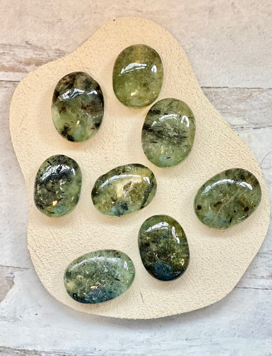Green Prehnite Palm Stones- Heal the Healer, Unconditional Love, Prosperity, Abundance