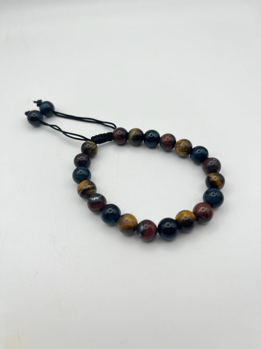 Adjustable Mixed Tiger's Eye Crystal Bracelet- Confidence, Focus, Personal Power