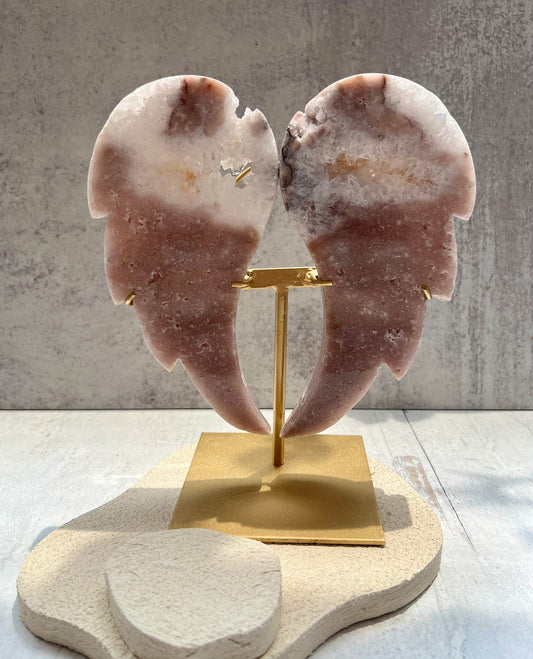 Pink Amethyst Angel Wings on Stand- Love, Self-Worth, Protection, Balance, Intuition, Calming