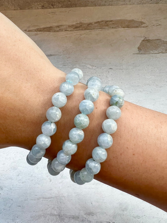 Celestite Crystal Bracelet- Higher Consciousness, Angel Connection, Third Eye, Intuition, Good Memory, Dream Work