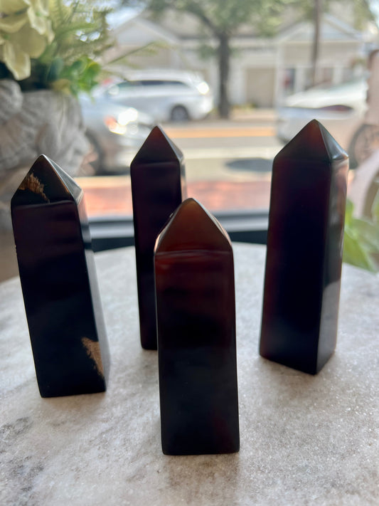 Black Amber Tower - Physical Healing, Reduce Inflammation, Pain Relief, Detoxifying