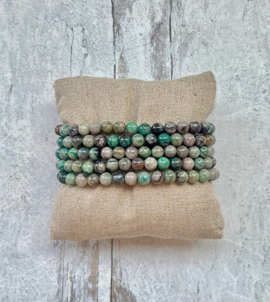 Chrysocolla Fynchenite Crystal Bracelet- Communication, Self Expression, Calming