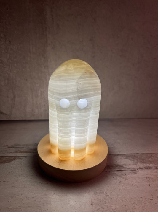 White Onyx Ghost LED Lamps- Nurturing, Protective, Grounding, Patience, Focus