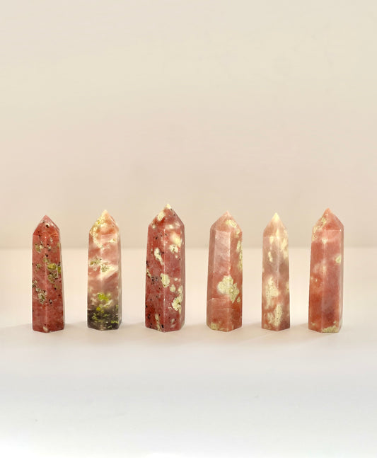 Red Aventurine + Serpentine Towers- Passion, Inner Strength, Balance, Transformation