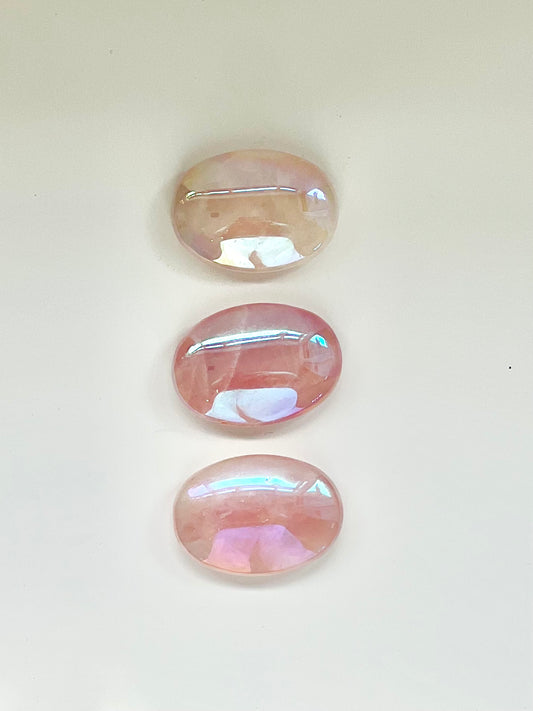 Angel Aura Rose Quartz Palm Stones-Love, Self Love, Heart Chakra, High Vibrational