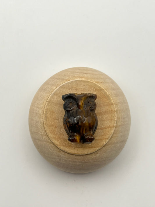 Mini Tiger's Eye Owl Carvings- Abundance, Prosperity, Willpower, Good Luck, Mental Clarity