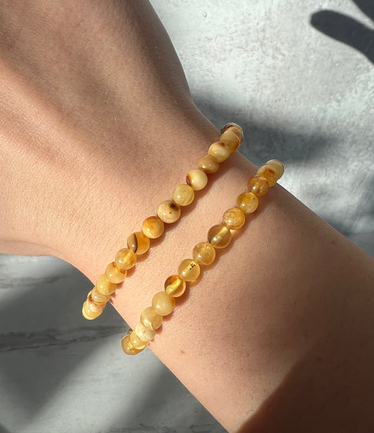 Natural Amber Healing Bracelet- Pain Relief, Calming, Protection