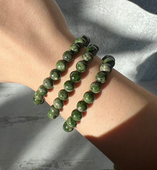 Diopside Crystal Bracelet- Growth, Renewal, Clarity, Heart Healing