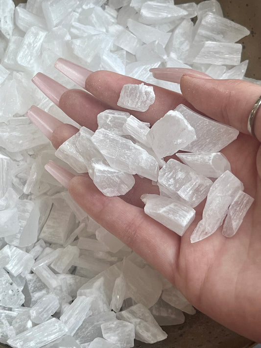 Rough Selenite Chunks- Cleansing + Clearing