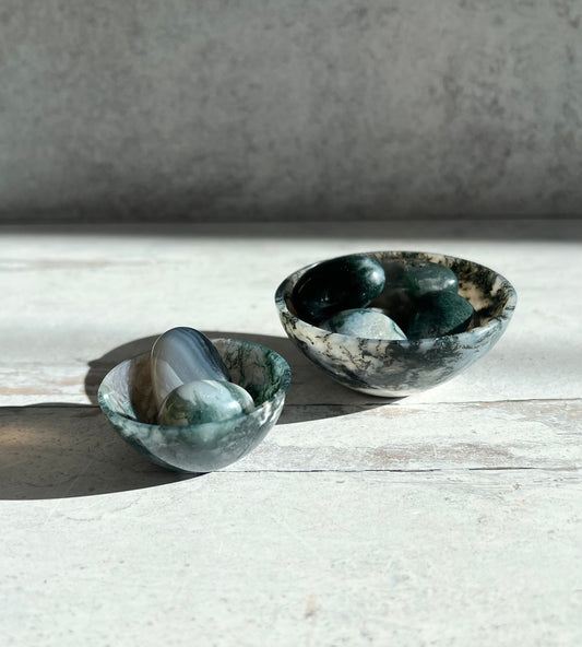 Moss Agate Bowls- New Beginnings, Attracting Abundance, Growth, Immune Boosting, Anti-Inflammatory