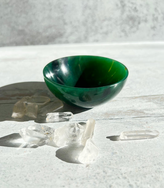 Green Jade Bowls- Good Fortune, Grounding, Relationships, Good Luck, Heart Healing