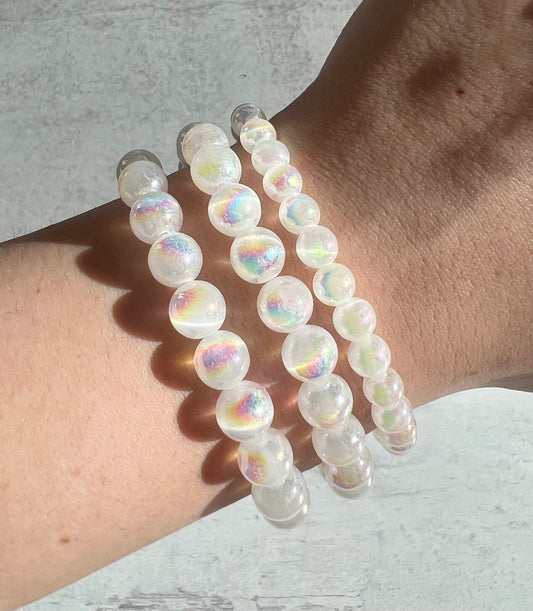 Angel Aura Selenite Crystal Bracelets-  Angelic Connection, Cleansing, High Vibe