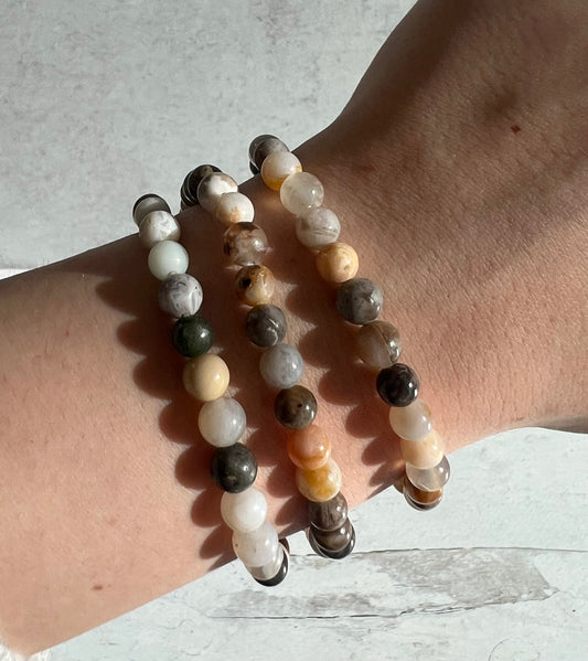 Bamboo Agate Crystal Bracelet- Stability, Harmony, Strength, Inspiration