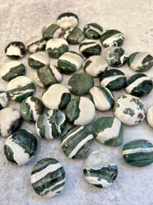 Green Sardonyx Mini Coins- Good Luck, Money Manifesting, Courage, Confidence