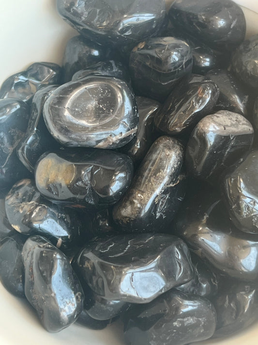 Black Onyx Tumbled Pocket Stone- Grounding, Protection, Self-Control, Willpower