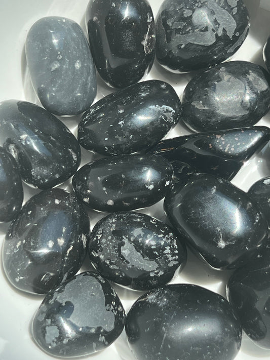 Black Agni Manitite Tumbled Pocket Stone- Empowerment, Spiritual Awakening, Protection, Grounding, Creativity