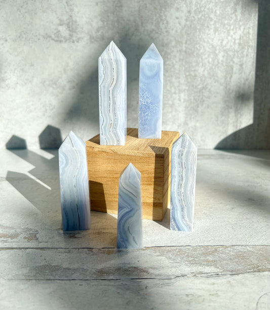 Blue Lace Agate Tower- Calming, Communication, Inner Truth, Tranquility