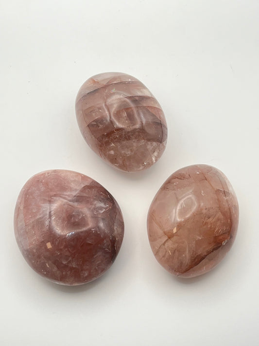 Large Golden Healer Palm Stones with Fire Quartz Inclusions- Multi-Dimensional Healing, Inner Strength, Vitality, Focus