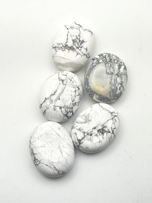Mini Howlite Palm Stones- Sleep Support, Intuition, Memory, Spiritual Attunement