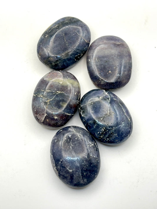 Mini Iolite Palm Stones- Motivation, Intuition, Balance, Discipline