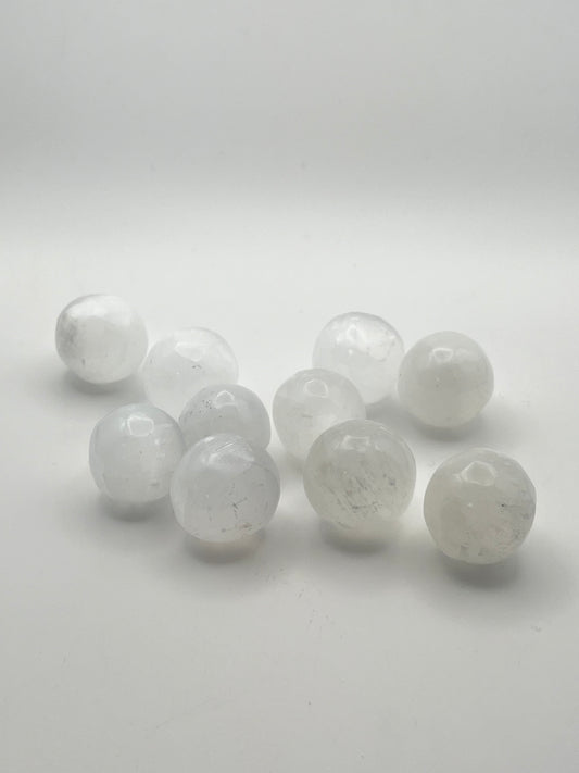 Mini Selenite Spheres- Cleansing, Clearing, Charging, Peace