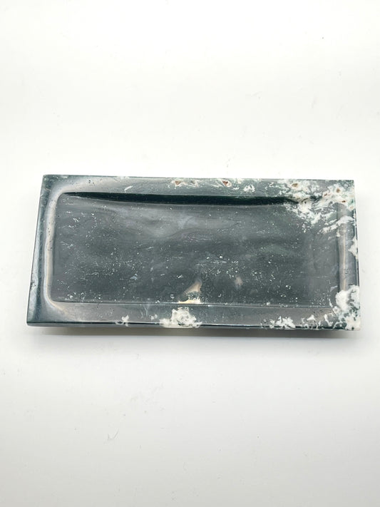 Moss Agate Crystal Tray- Relieves Stress, New Beginnings, Attracting Abundance, Growth, Immune Boosting, Anti-Inflammatory