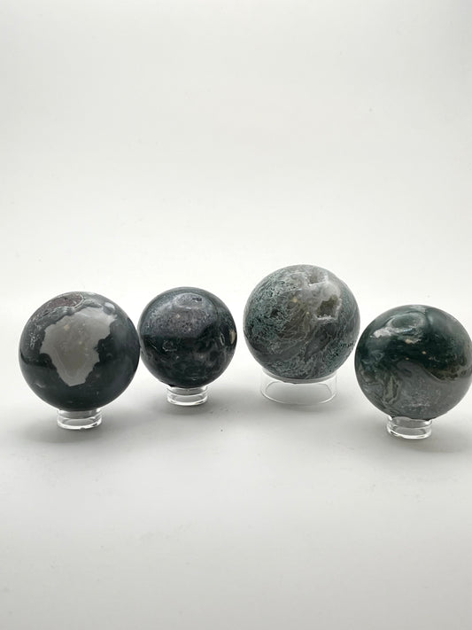 Moss Agate Spheres- Relieves Stress, New Beginnings, Attracting Abundance, Growth, Immune Boosting, Anti-Inflammatory