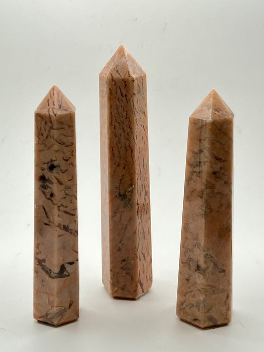 Peach Moonstone Towers- Healing, Calming, Good Luck, Intuition, Divine Connection