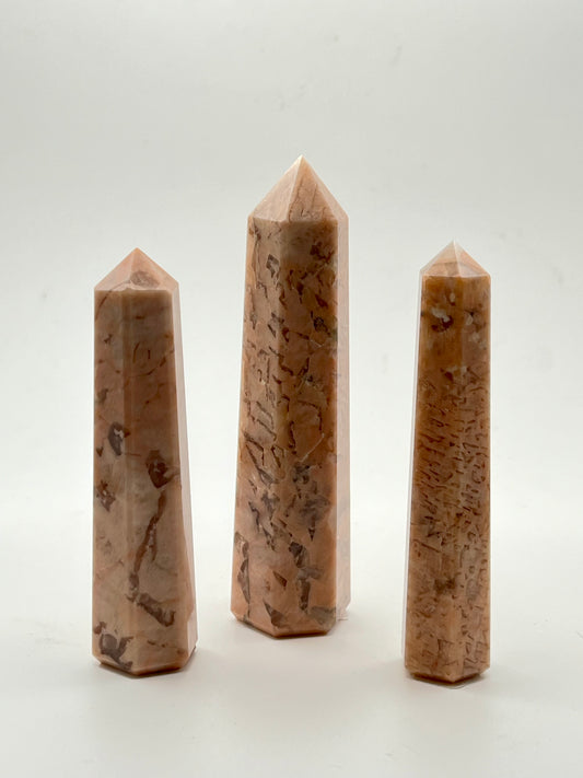 Peach Moonstone Towers- Healing, Calming, Good Luck, Intuition, Divine Connection