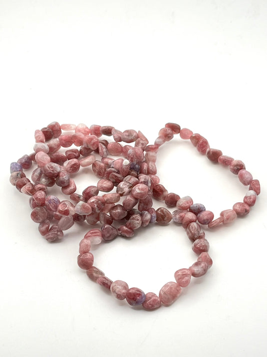 Pink Tourmaline Tumbled Chip Crystal Bracelet- Emotional Support, Deep Heart Healing, Nurturing, Self Love