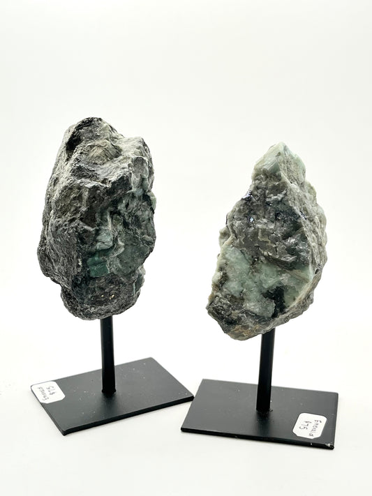 Raw Emerald on Stand- Heart Chakra Support, Compassion, Patience, Emotional Balance