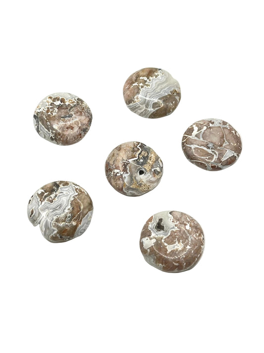 Sangaria Lace Agate Coins- Emotional Balance, Patience, Positivity, Inner Peace