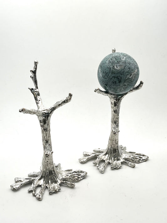 Silver Tree Sphere Stand- Growth, Balance, Connection