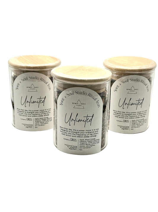 Unlimited Ritual Tea by Spirit + Soul Studio, included in the Morning Ritual Luxe: Wealth gift set