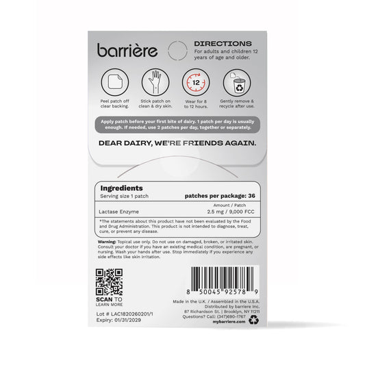 Barriere Dear Dairy Lactose Relief Patch (36 patches)