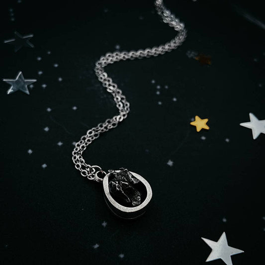 Dainty Meteorite Teardrop Necklace- Cosmic Connection, Protection, Transformation, Inner Strength