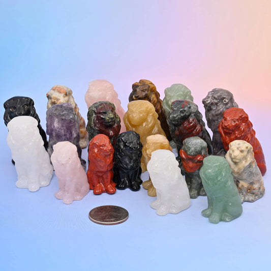 Yellow Jade Lion Carvings-