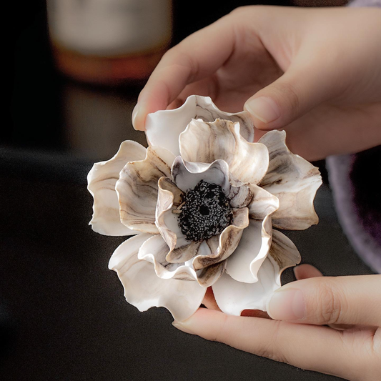 Ceramic Floral Peony Incense Holder