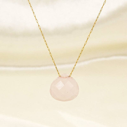 Dainty Gold Rose Quartz Necklace- Heart Healing, Attracting Love, Self Love, Heart Chakra
