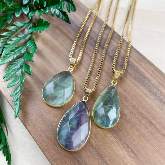 Fluorite Teardrop Necklace
