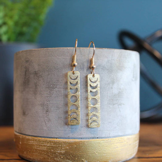 Celestial Moon Phase Bar Earrings