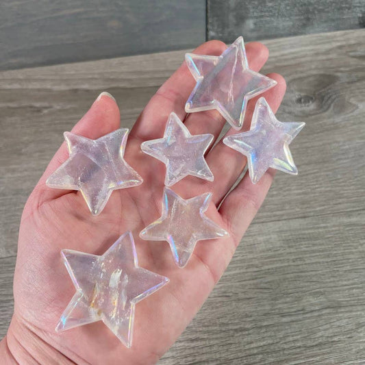 Angel Aura Quartz Star Carvings- Angelic Connection, Amplifies Energy, Raises Vibration, Clarity