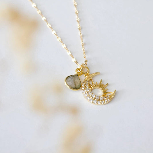 Labradorite Celestial Gold Necklace- Transformation, Intuition, Spiritual Growth, Awareness, Protection