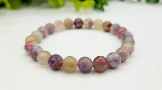 Plum Blossom Tourmaline Crystal Healing Bracelet-  Acceptance, Courage, Joy, Energetic Clearing