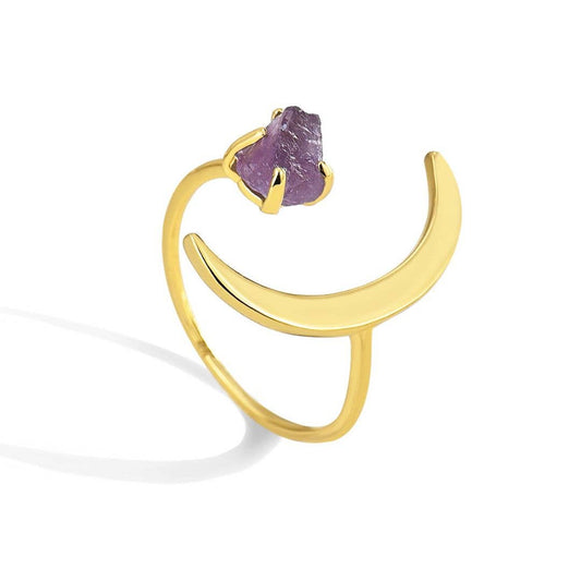 Adjustable Moon Amethyst Ring- Serenity, Peace, Protection