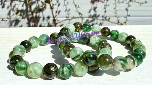 Green Lepidolite in Mica Crystal Bracelet- Inner Peace, Anti Anxiety, Heart Healing