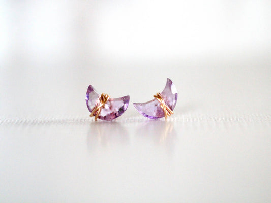 Amethyst Moonbeam Studs- Intuition Boosting, Calming, Anxiety Support, Energetic Protection