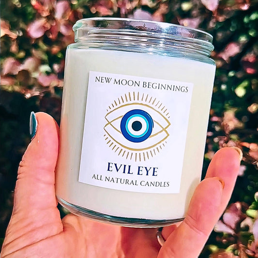 Evil Eye Protection Crystal + Herbs Candle