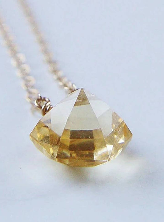 Dainty Citrine Pyramid Necklace (14k Gold Filled)- Abundance, Prosperity, Personal Power, Success