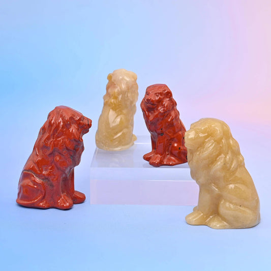 Yellow Jade Lion Carvings-